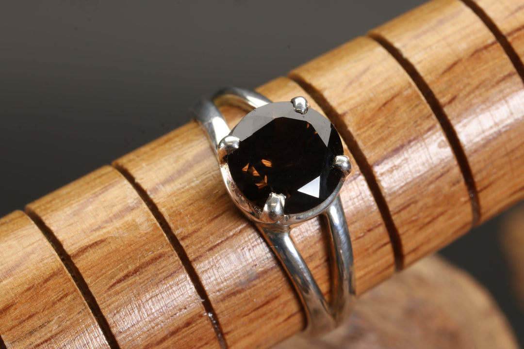 Faceted Smoky Quartz Ring Size 7