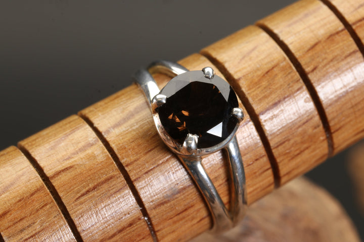 Faceted Smoky Quartz Ring Size 7
