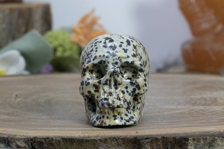 2" Dalmation Stone Skull