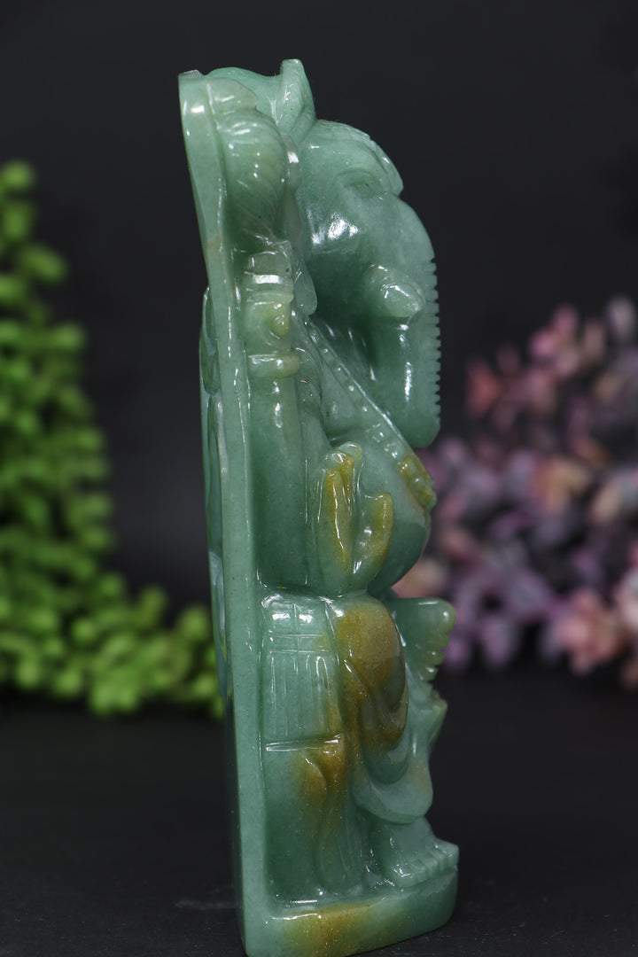 6" Green Aventurine Ganesha Statue DD108
