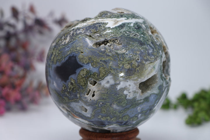 95mm Moss Agate Sphere DD3298