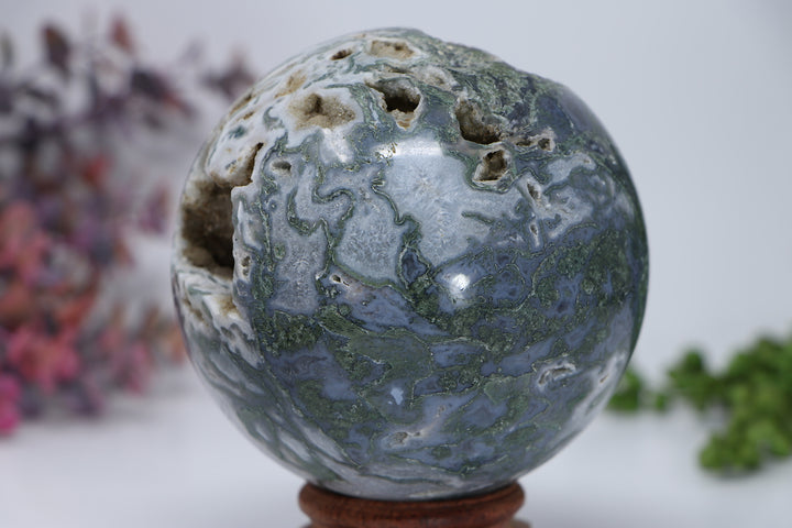 95mm Moss Agate Sphere DD3298
