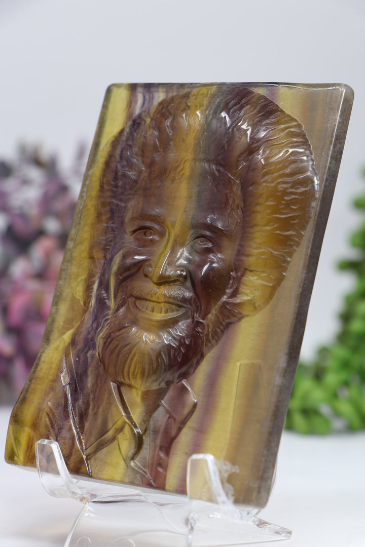 Bob Ross Fluorite Carving