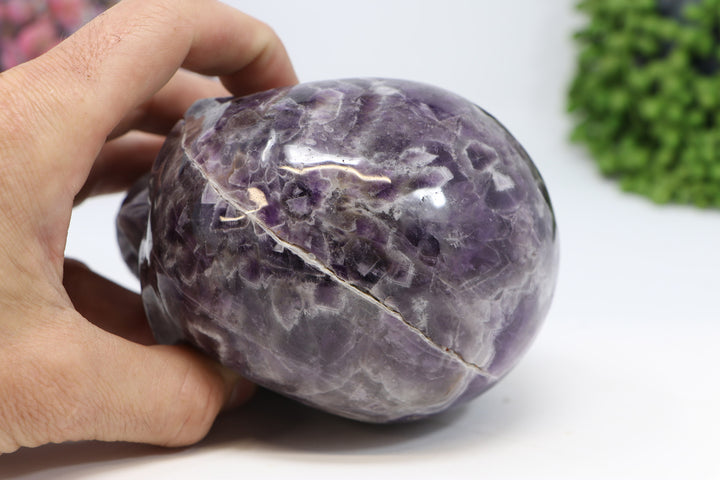 5" Chevron Amethyst Skull Carving TU1516