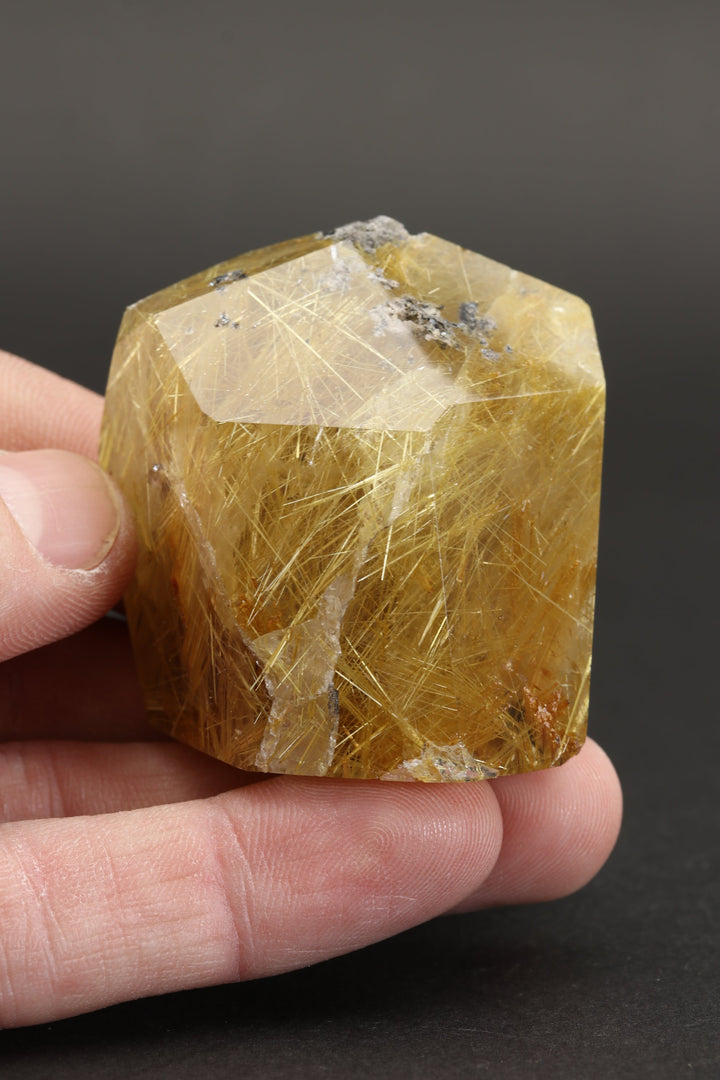 Polished Gold Rutile in Quartz Freeform TC157