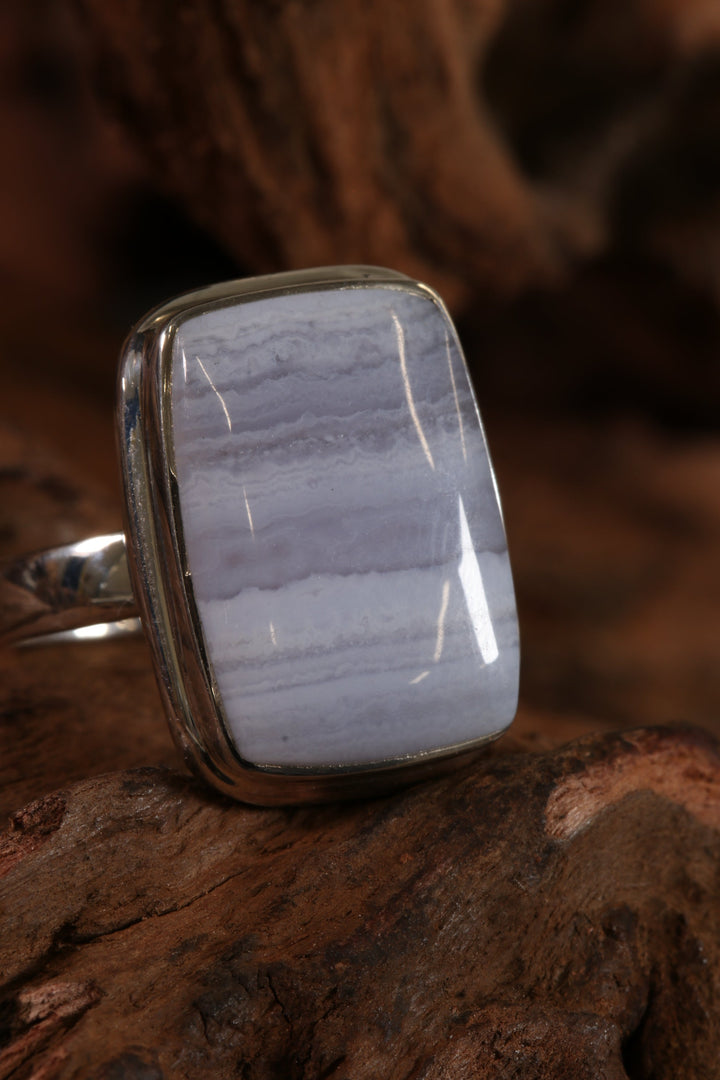 Blue Lace Agate Ring Size 5 TD1403