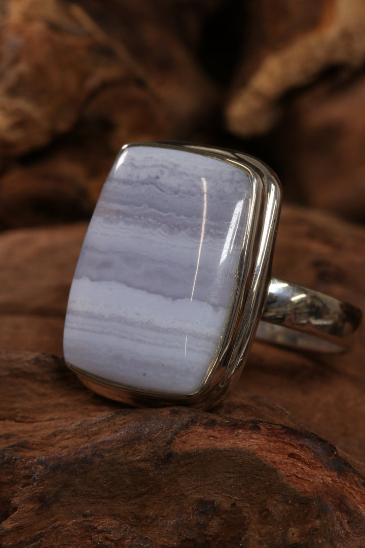 Blue Lace Agate Ring Size 5 TD1403