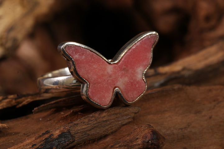 Thulite Butterfly Ring Size 8 TD1424