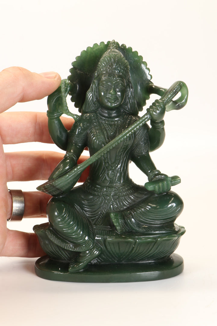 Colombian Jade Saraswati Carving TD1643