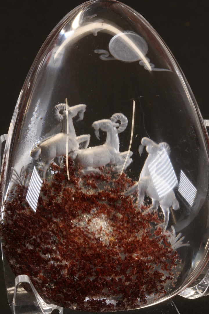 Reverse Intaglio Ram Carving in Quartz TD2920