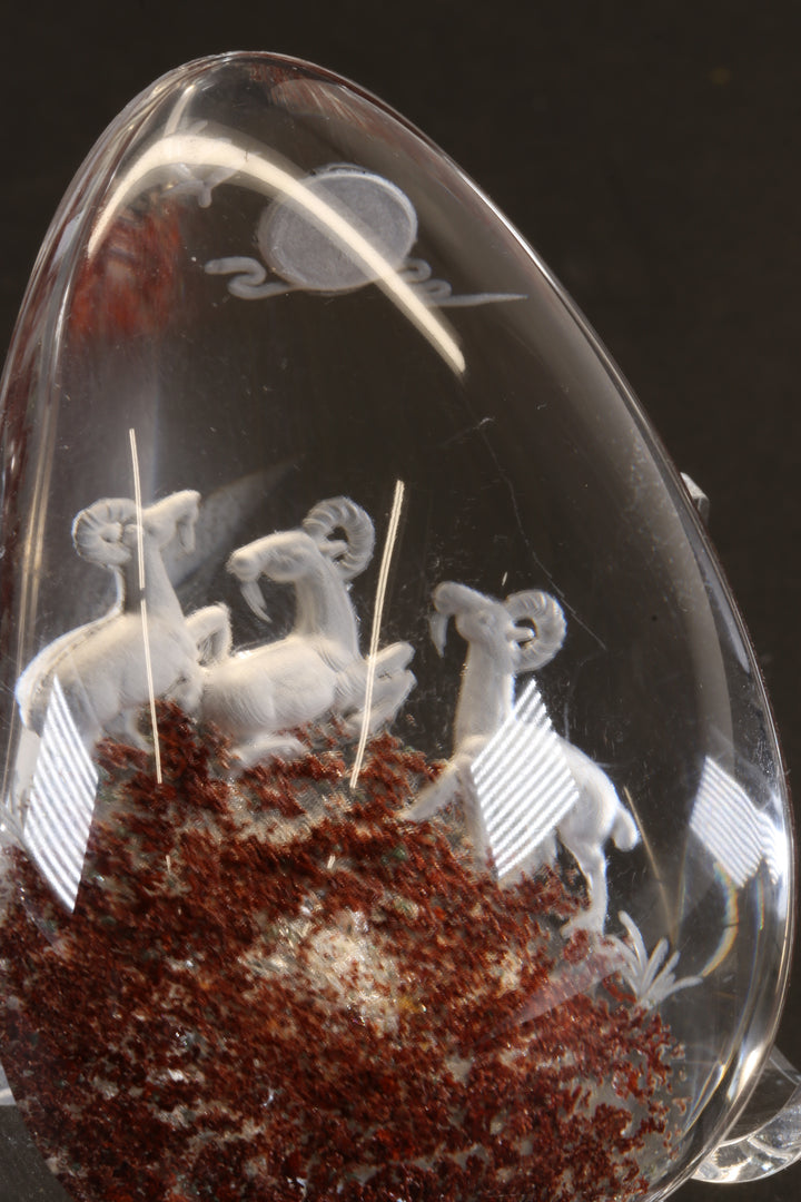 Reverse Intaglio Ram Carving in Quartz TD2920