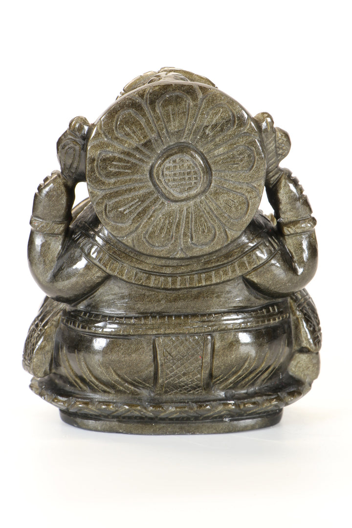 Gold Sheen Obsidian Ganesha Carving TD3452