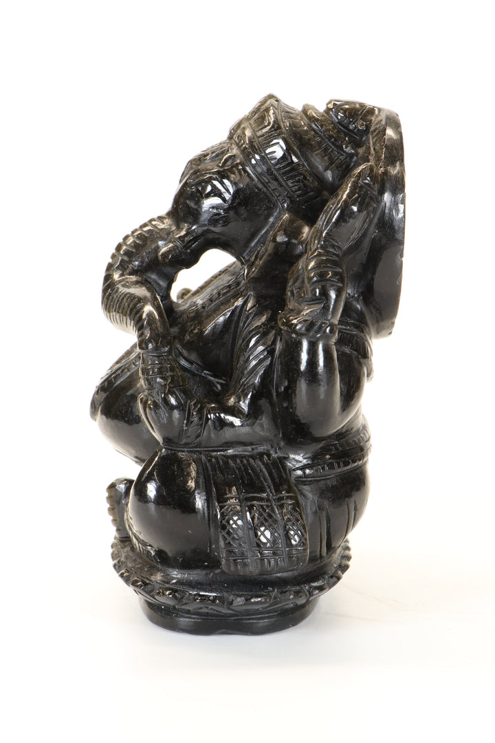 Gold Sheen Obsidian Ganesha Carving TD3452