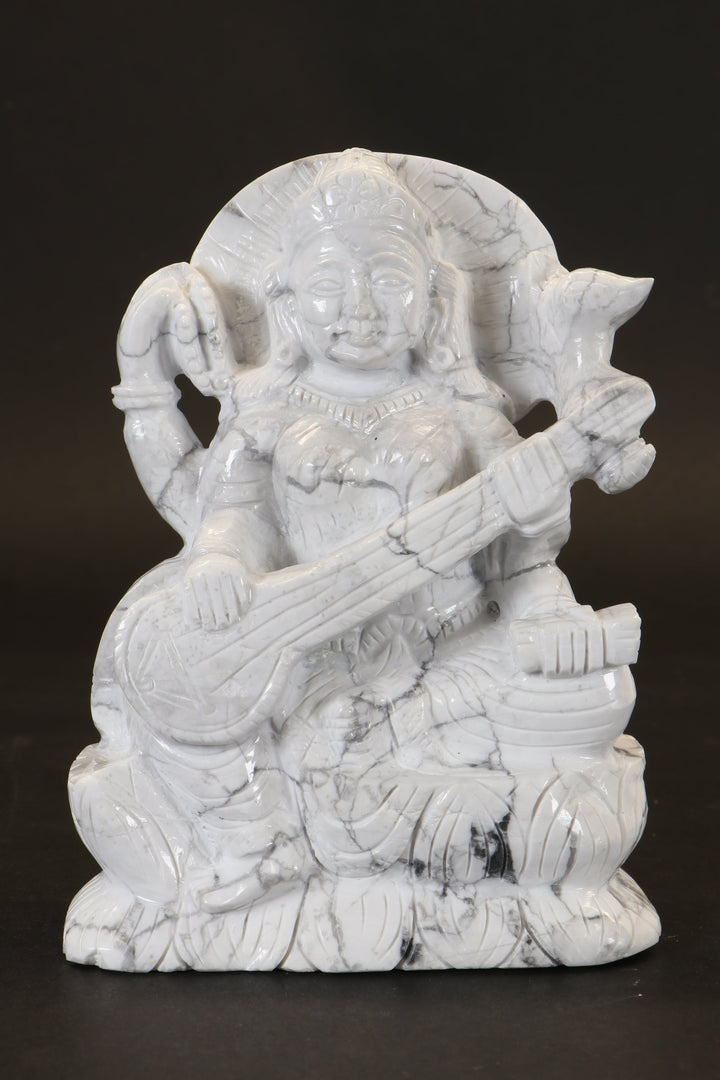 Howlite Saraswati Carving TD3486