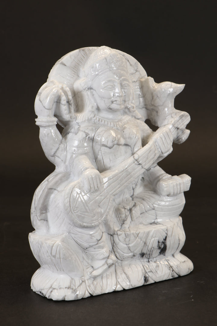 Howlite Saraswati Carving TD3486