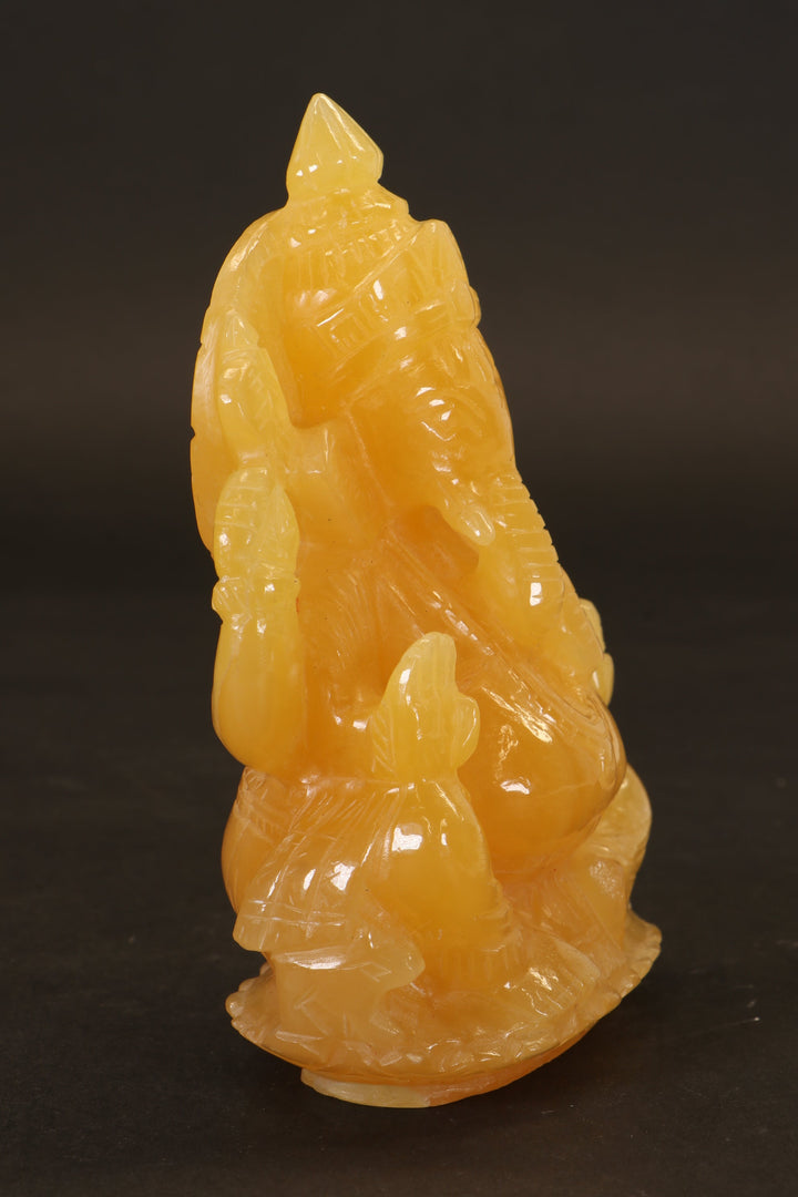 Orange Calcite Ganesha Carving TD3649