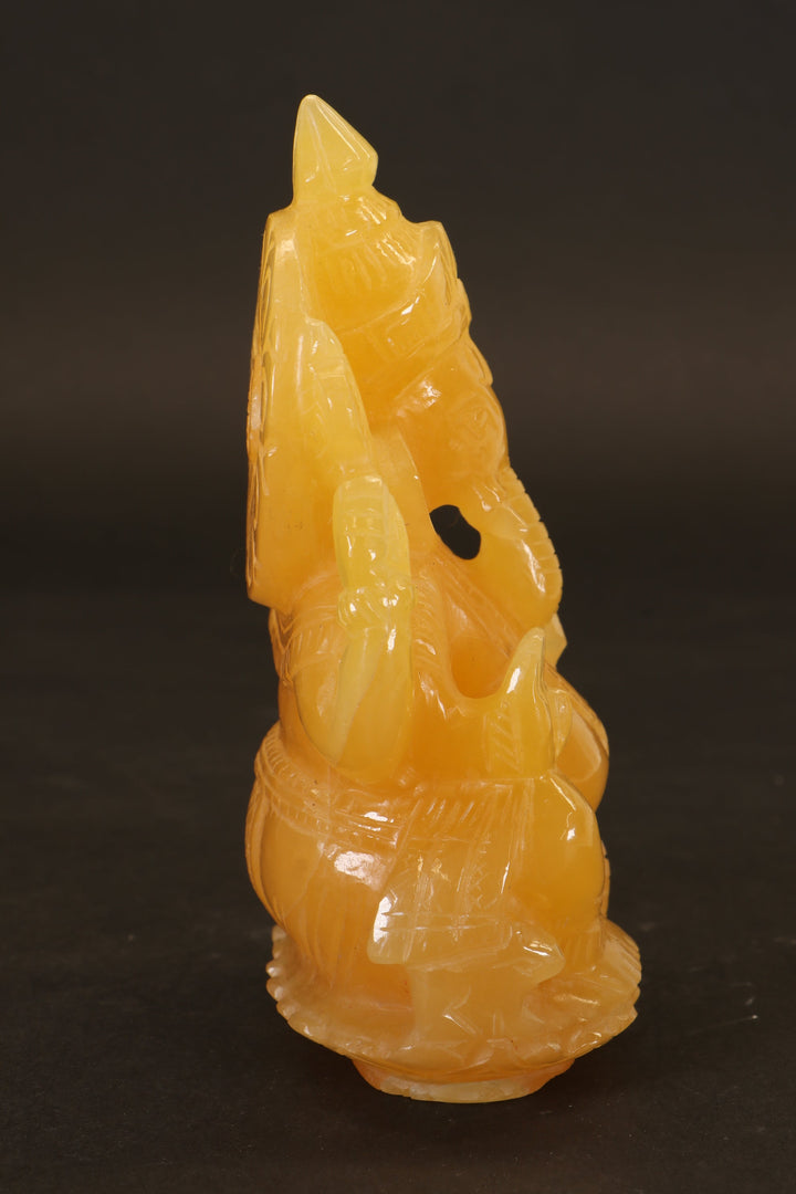 Orange Calcite Ganesha Carving TD3649