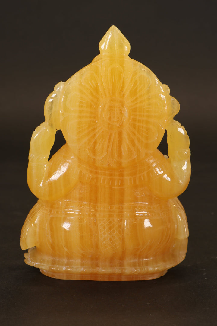 Orange Calcite Ganesha Carving TD3649