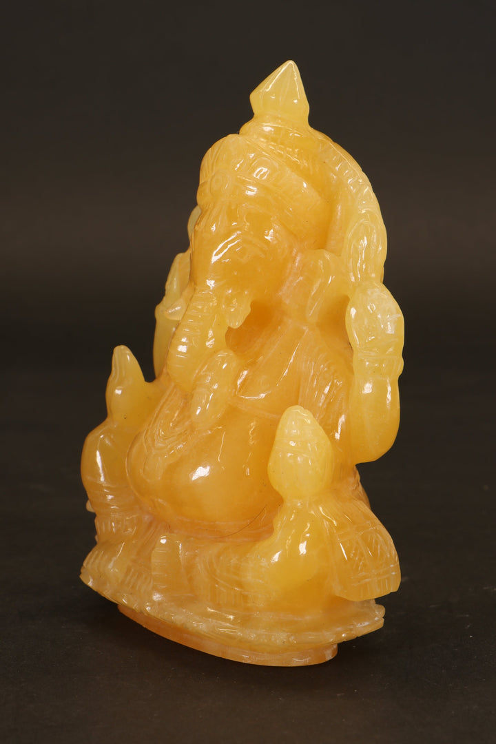 Orange Calcite Ganesha Carving TD3649