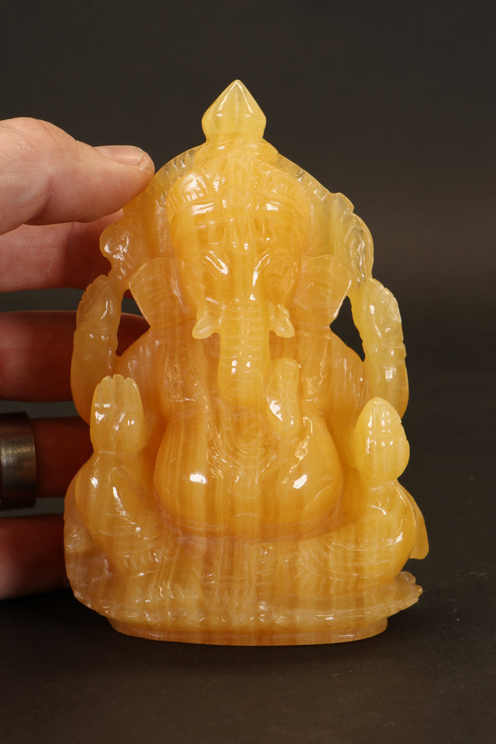 Orange Calcite Ganesha Carving TD3649