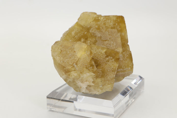 German Yellow Fluorite Specimen on Acrylic Base TF1687