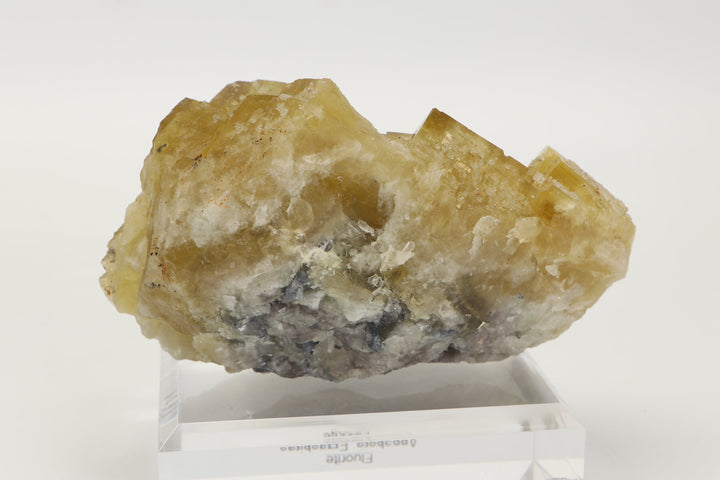 German Yellow Fluorite Specimen on Acrylic Base TF1687