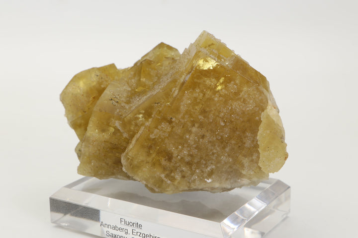 German Yellow Fluorite Specimen on Acrylic Base TF1687