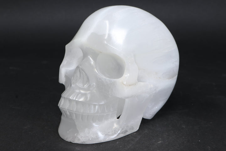 Satin Spar Skull with Color Changing Light Stand TU3776
