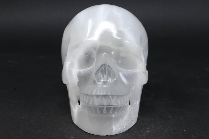 Satin Spar Skull with Color Changing Light Stand TU3776