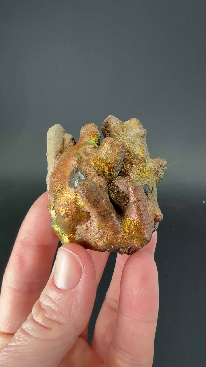 Quartz coated with Iridescent Goethite from Peru DS1822