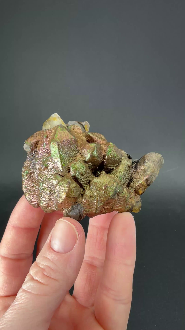 Quartz coated with Iridescent Goethite from Peru DS1827