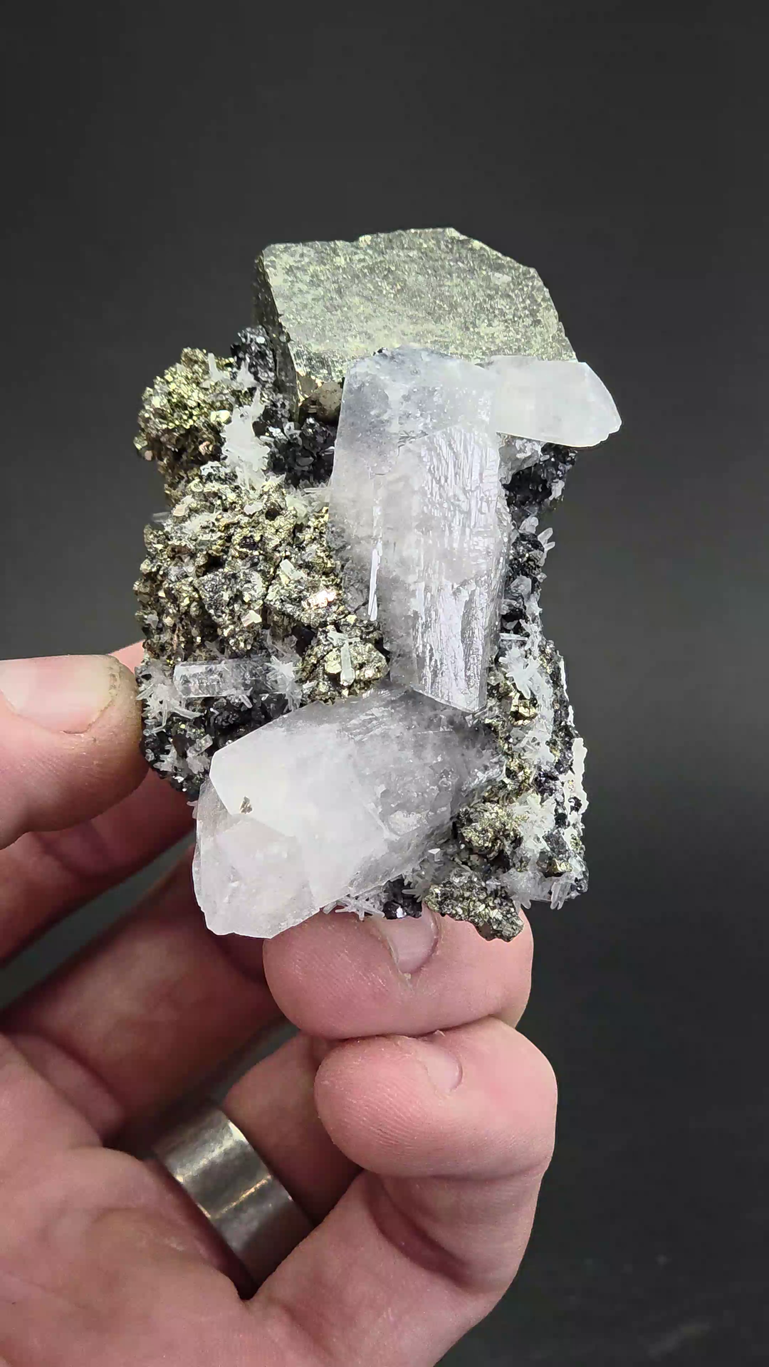 Calcite, Pyrite and Sphalerite Specimen from Peru DS631
