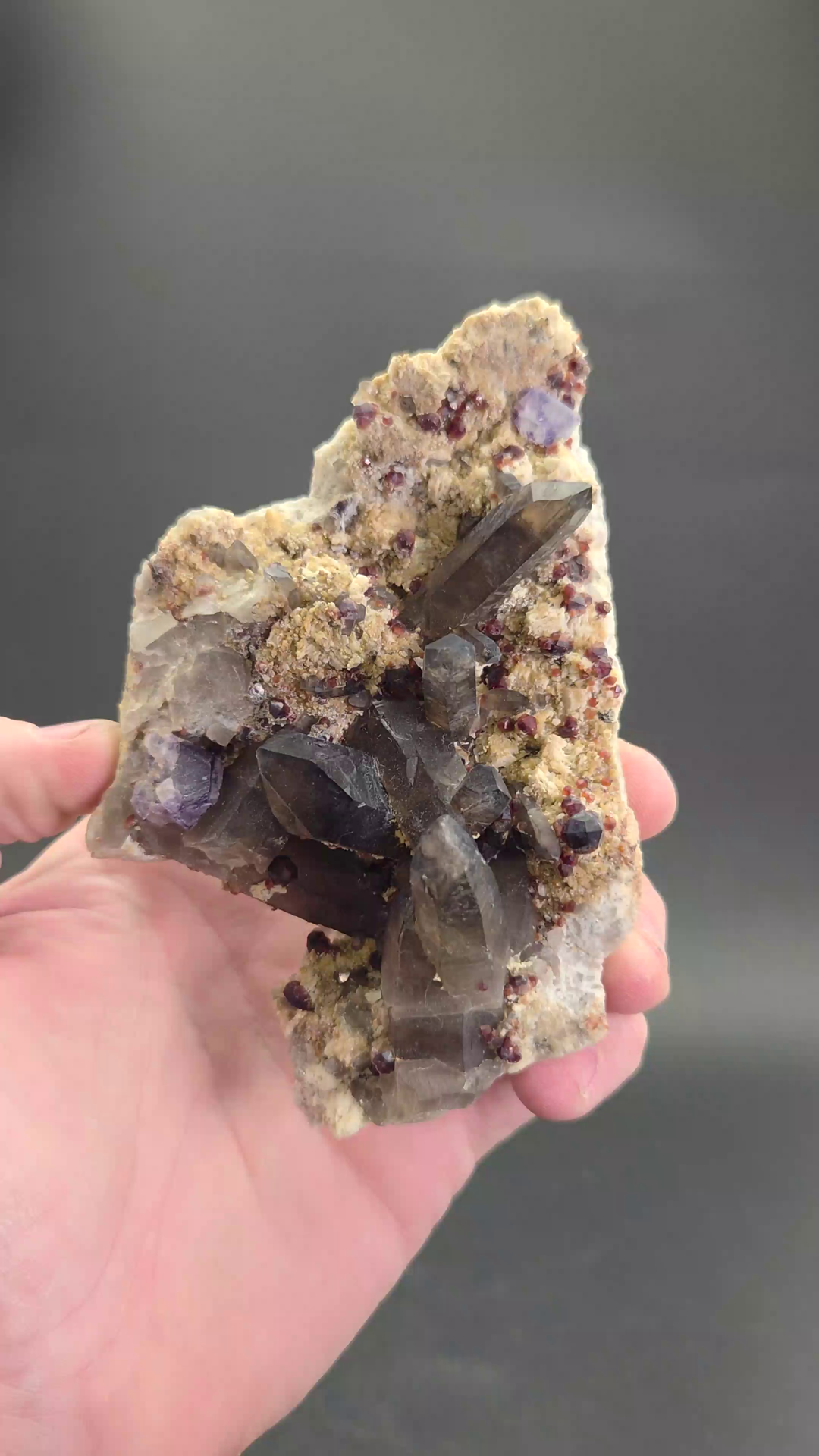 Tongbei Smoky Quartz and Garnet Specimen DX1311