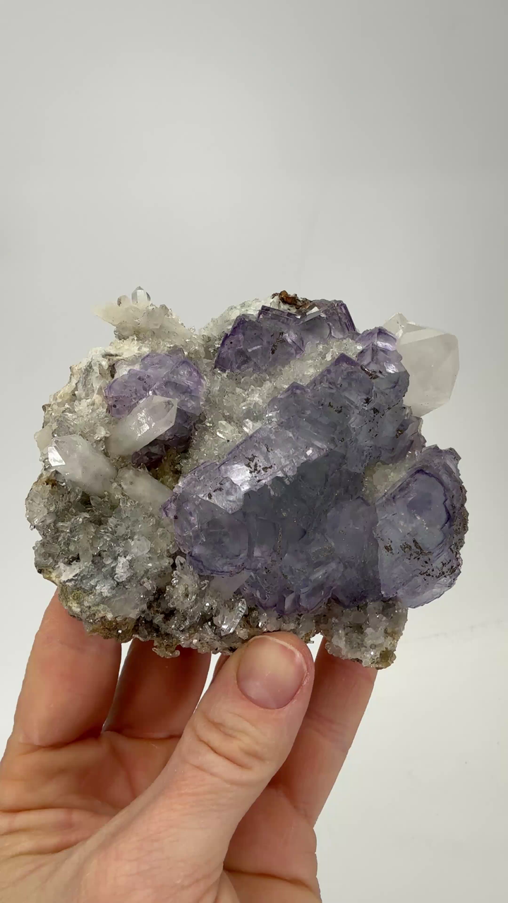 Quartz on Fluorite Cluster from Yaogangxian Mine DX3198