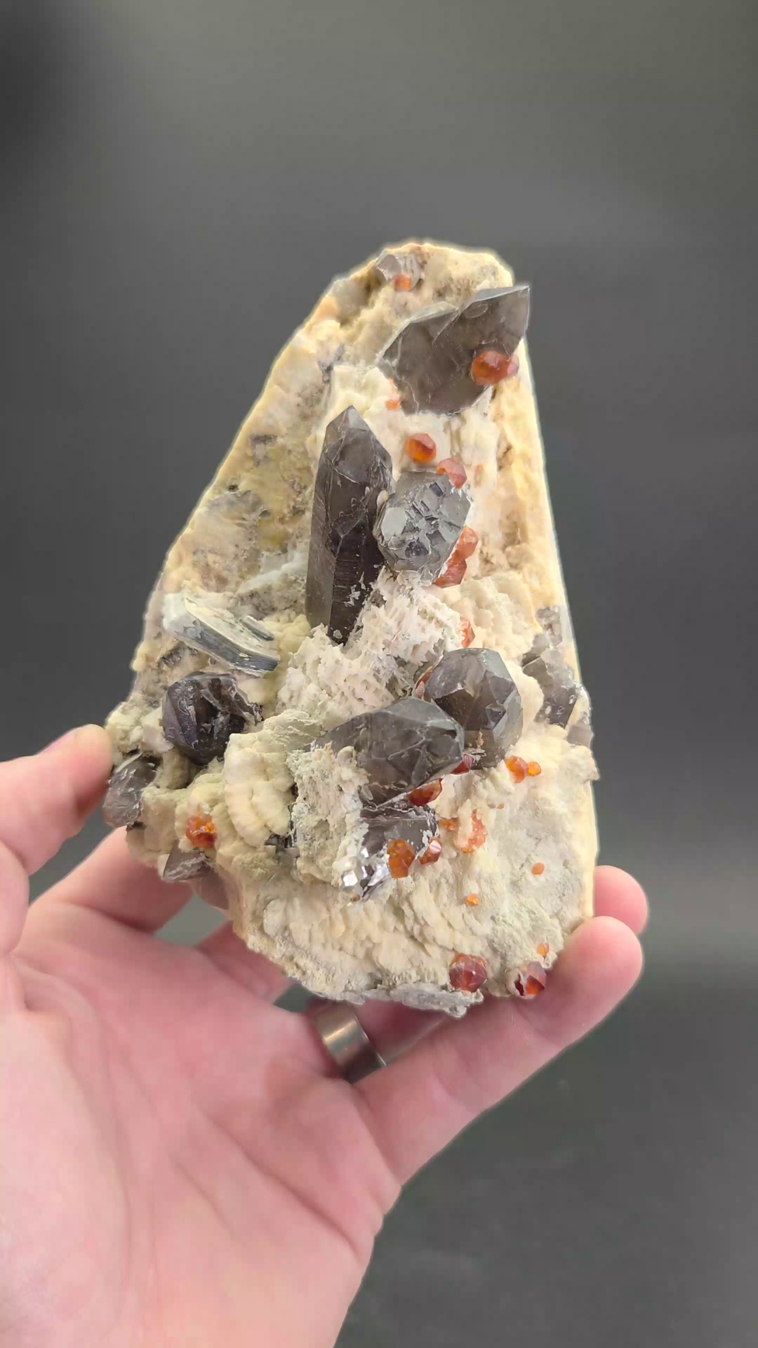 Tongbei Smoky Quartz and Garnet Specimen DX448