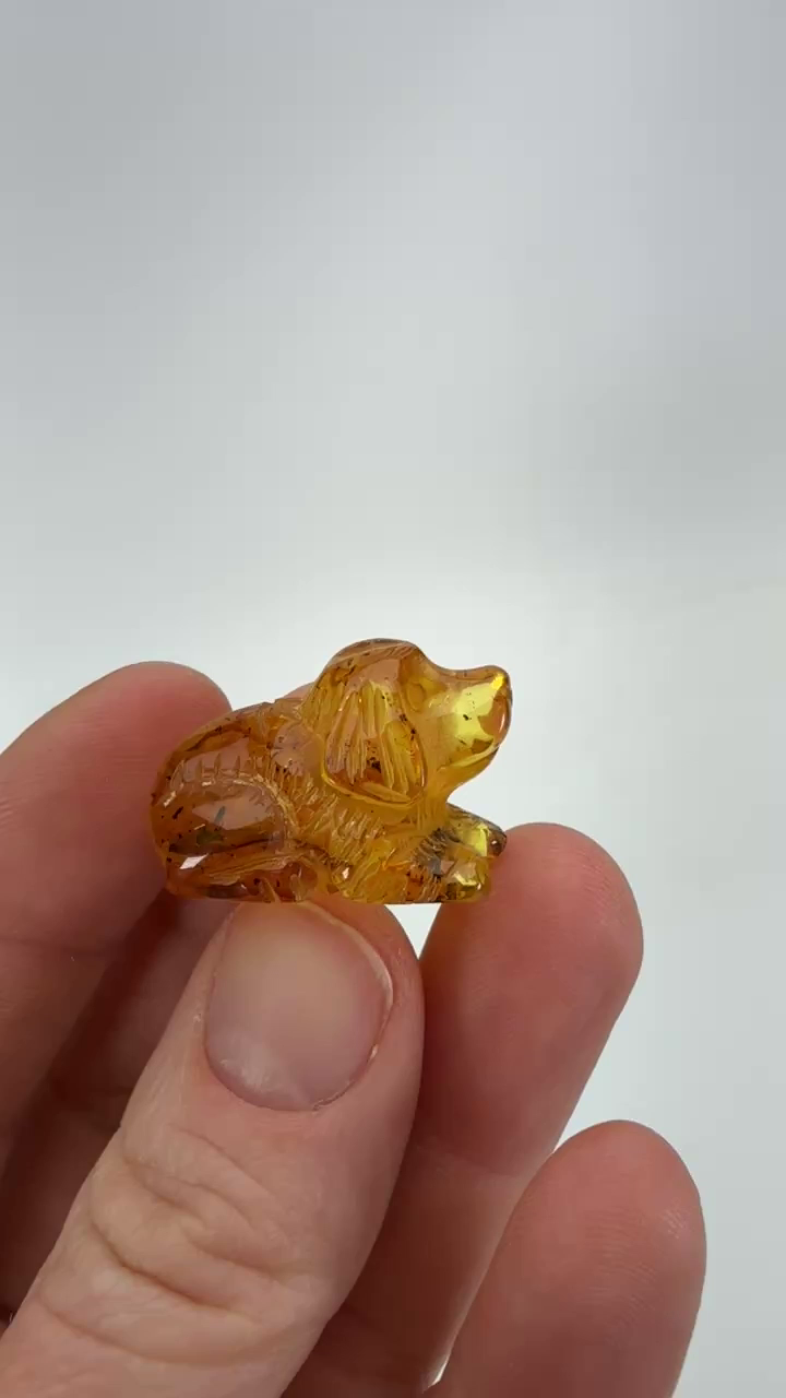 Baltic Amber Dog Carving TD4010