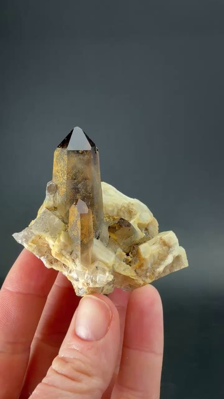 Smoky Quartz on Feldspar from Malawi TD534