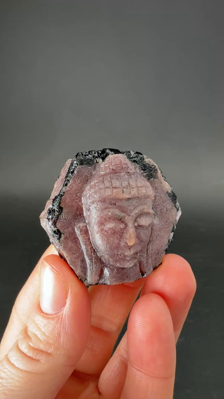 Ruby Corundum Buddha Head Carving TF1944