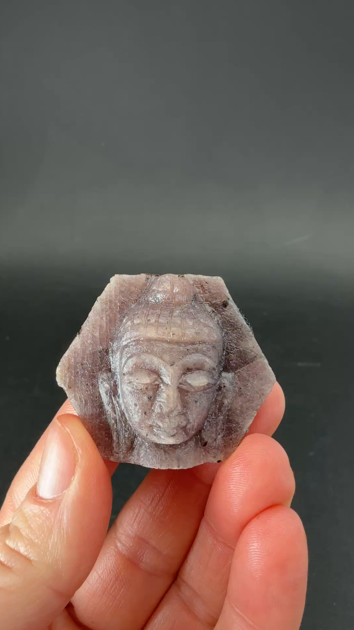 Ruby Corundum Buddha Head Carving TF1945