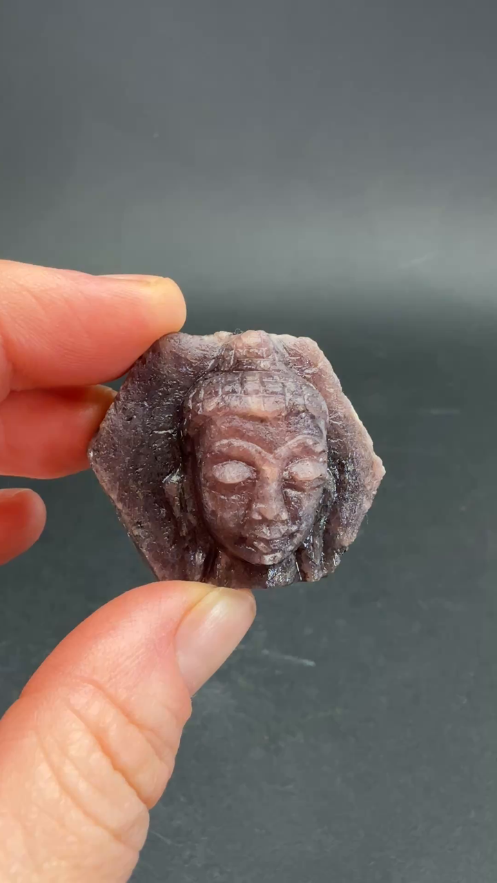 Ruby Corundum Buddha Head Carving TF1948