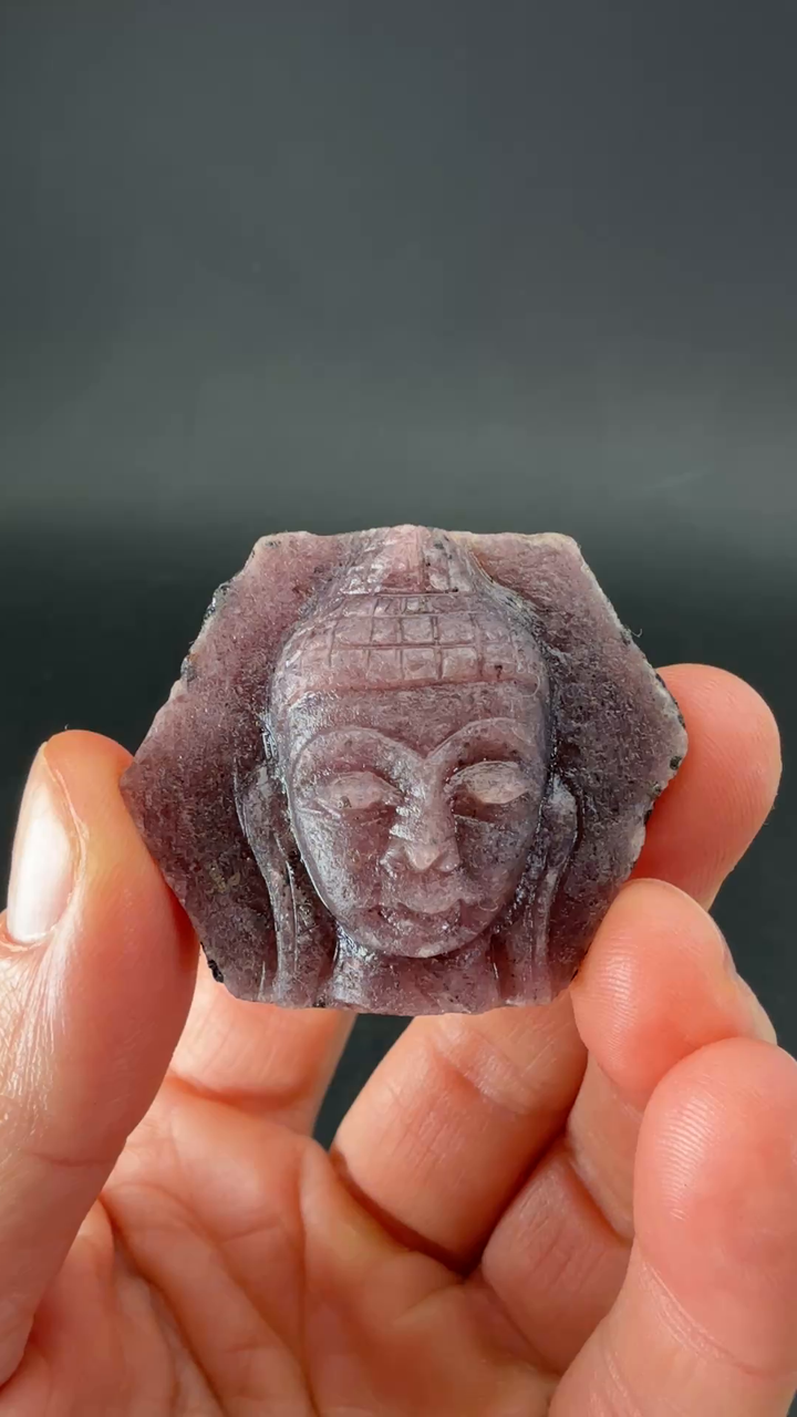 Ruby Corundum Buddha Head Carving TF1950