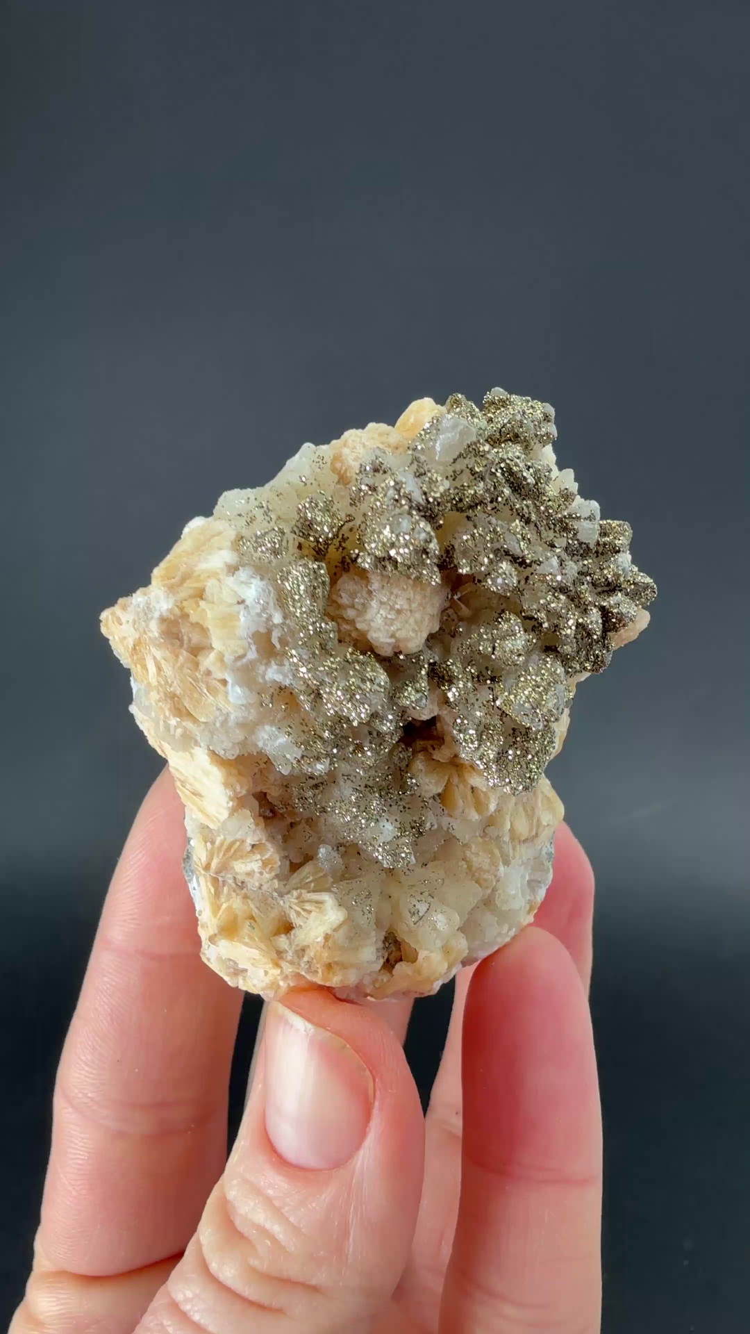 Pyrite on Stilbite from Kazakhstan TF2227