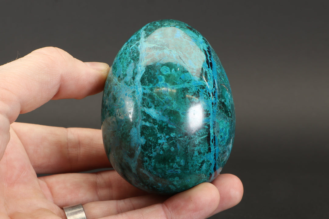 3" Chrysocolla Malachite Egg with Stand TU554