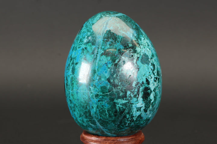 3" Chrysocolla Malachite Egg with Stand TU554