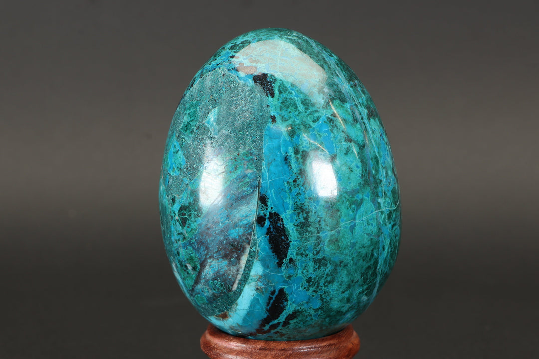 3" Chrysocolla Malachite Egg with Stand TU554