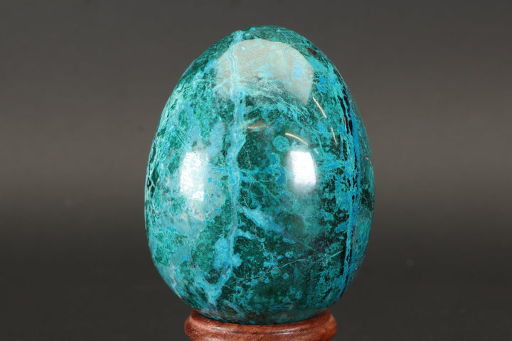 3" Chrysocolla Malachite Egg with Stand TU554