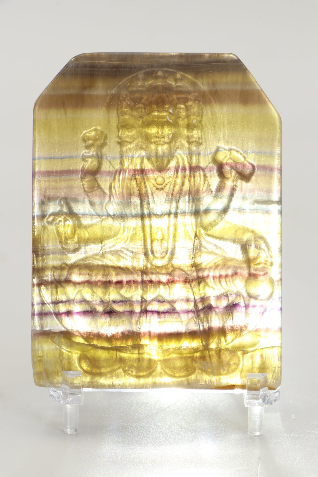 Fluorite Brahma Carving with Stand DM549