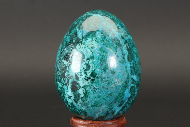 3" Chrysocolla Malachite Egg with Stand TU554