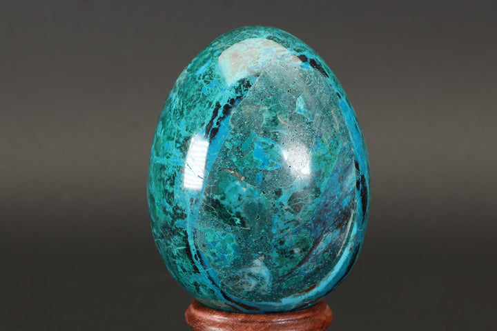 3" Chrysocolla Malachite Egg with Stand TU554