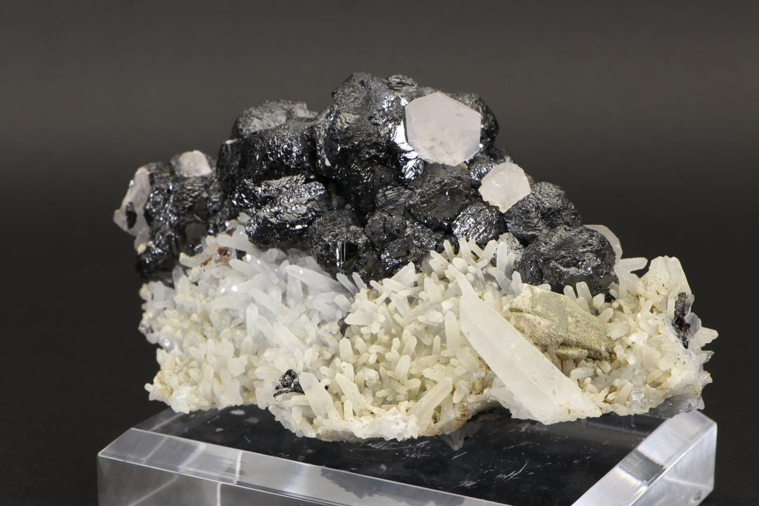 Sphalerite with Calcite and Quartz Specimen - Bor Mine, Dalnegorsk DX1114